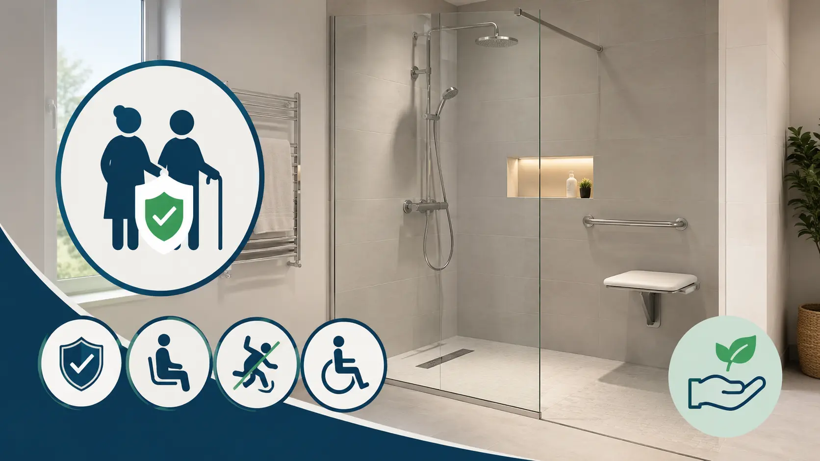 Douche à l'italienne sécurisée pour senior : confort et accessibilité