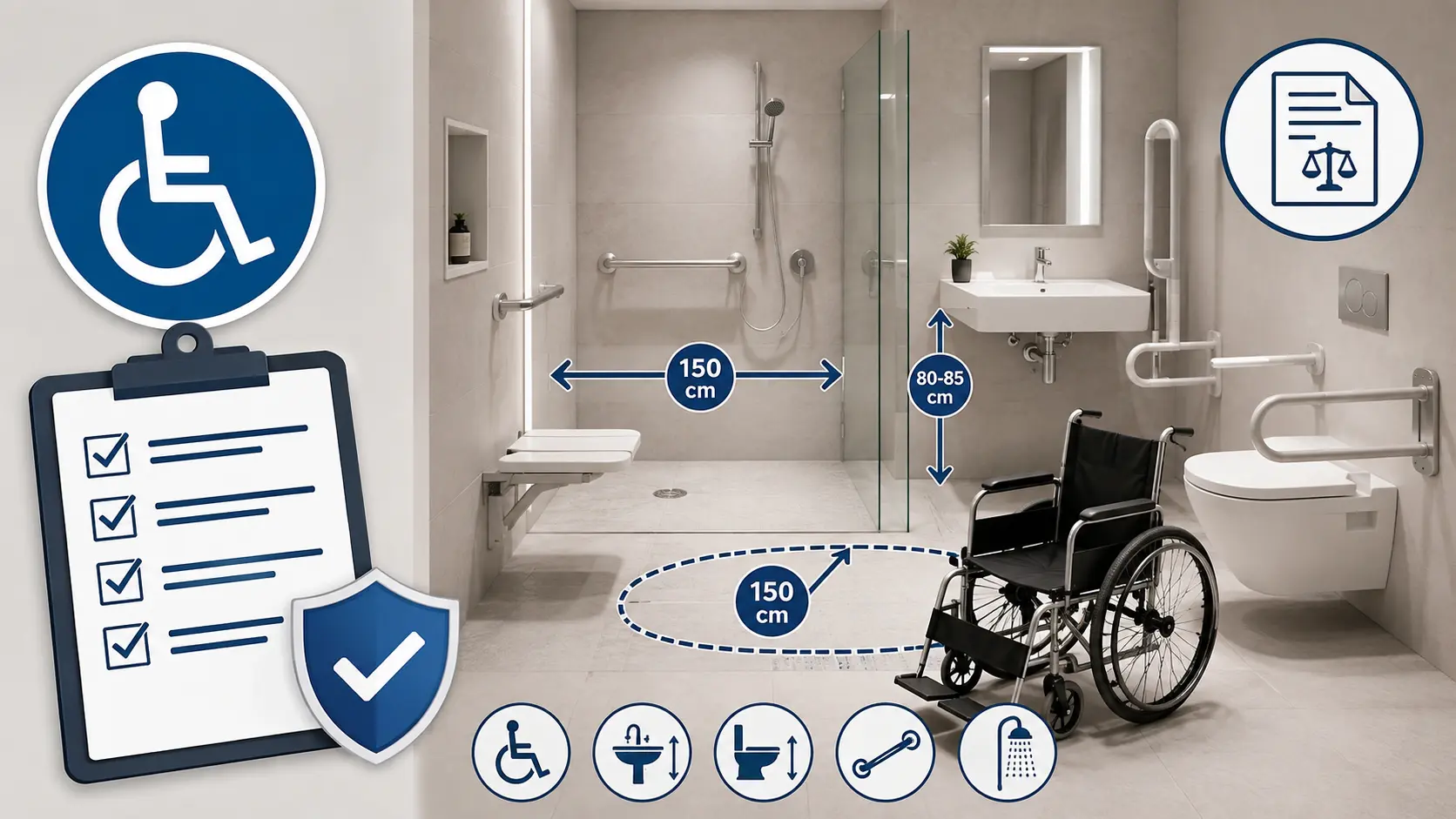 Normes PMR en salle de bain : dimensions et réglementation